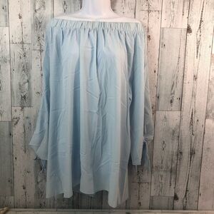 True Destiny Off/On Shoulder Tie Sleeve Tunic Top NWT Small